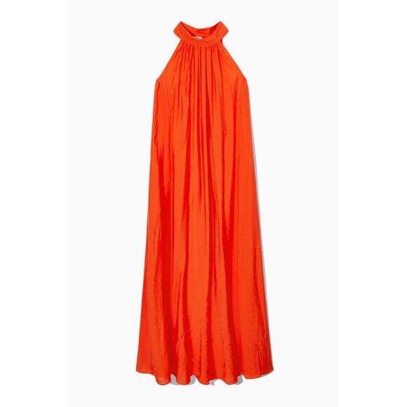 COS Dresses & Skirts - COS Bright Orange Halterneck Maxi Dress Minimalist Resort Elegant 12 Resortewar
